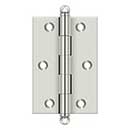 Deltana [CH3020U14] Solid Brass Cabinet Door Butt Hinge - Ball Tip - Square Corner - Polished Nickel Finish - Pair - 3&quot; H x 2&quot; W