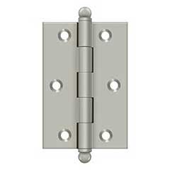 Deltana [CH3020U15] Solid Brass Cabinet Door Butt Hinge - Ball Tip - Square Corner - Brushed Nickel Finish - Pair - 3&quot; H x 2&quot; W