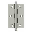 Deltana [CH3020U15] Solid Brass Cabinet Door Butt Hinge - Ball Tip - Square Corner - Brushed Nickel Finish - Pair - 3" H x 2" W