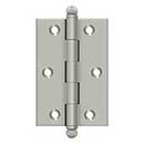 Deltana [CH3020U15] Solid Brass Cabinet Door Butt Hinge - Ball Tip - Square Corner - Brushed Nickel Finish - Pair - 3&quot; H x 2&quot; W