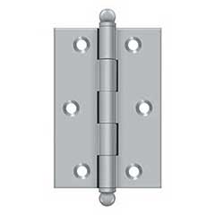 Deltana [CH3020U26D] Solid Brass Cabinet Door Butt Hinge - Ball Tip - Square Corner - Brushed Chrome Finish - Pair - 3&quot; H x 2&quot; W