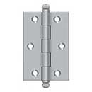 Deltana [CH3020U26D] Solid Brass Cabinet Door Butt Hinge - Ball Tip - Square Corner - Brushed Chrome Finish - Pair - 3" H x 2" W