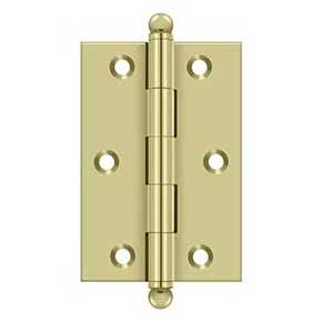 Deltana [CH3020U3-UNL] Solid Brass Cabinet Door Butt Hinge - Ball Tip - Square Corner - Polished Brass (Unlacquered) Finish - Pair - 3" H x 2" W