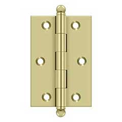 Deltana [CH3020U3-UNL] Solid Brass Cabinet Door Butt Hinge - Ball Tip - Square Corner - Polished Brass (Unlacquered) Finish - Pair - 3&quot; H x 2&quot; W