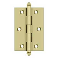 Deltana [CH3020U3-UNL] Solid Brass Cabinet Door Butt Hinge - Ball Tip - Square Corner - Polished Brass (Unlacquered) Finish - Pair - 3&quot; H x 2&quot; W