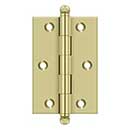 Deltana [CH3020U3-UNL] Solid Brass Cabinet Door Butt Hinge - Ball Tip - Square Corner - Polished Brass (Unlacquered) Finish - Pair - 3" H x 2" W