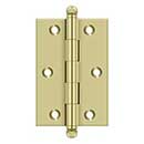 Deltana [CH3020U3-UNL] Solid Brass Cabinet Door Butt Hinge - Ball Tip - Square Corner - Polished Brass (Unlacquered) Finish - Pair - 3&quot; H x 2&quot; W