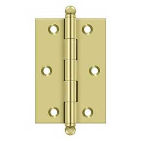 Deltana [CH3020U3] Solid Brass Cabinet Door Butt Hinge - Ball Tip - Square Corner - Polished Brass Finish - Pair - 3" H x 2" W
