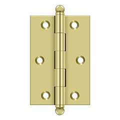 Deltana [CH3020U3] Solid Brass Cabinet Door Butt Hinge - Ball Tip - Square Corner - Polished Brass Finish - Pair - 3&quot; H x 2&quot; W