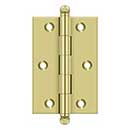 Deltana [CH3020U3] Solid Brass Cabinet Door Butt Hinge - Ball Tip - Square Corner - Polished Brass Finish - Pair - 3&quot; H x 2&quot; W