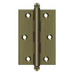 Deltana [CH3020U5] Solid Brass Cabinet Door Butt Hinge - Ball Tip - Square Corner - Antique Brass Finish - Pair - 3&quot; H x 2&quot; W