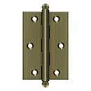 Deltana [CH3020U5] Solid Brass Cabinet Door Butt Hinge - Ball Tip - Square Corner - Antique Brass Finish - Pair - 3" H x 2" W