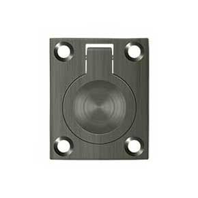 Deltana [FRP175U15A] Solid Brass Cabinet Flush Ring Pull - Antique Nickel Finish - 1 3/8" W