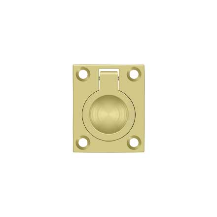 Deltana [FRP175U3-UNL] Solid Brass Cabinet Flush Ring Pull - Polished Brass Unlacquered Finish - 1 3/8" W