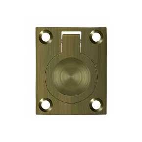 Deltana [FRP175U5] Solid Brass Cabinet Flush Ring Pull - Antique Brass Finish - 1 3/8" W