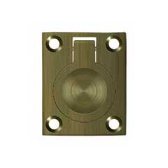 Deltana [FRP175U5] Solid Brass Cabinet Flush Ring Pull - Antique Brass Finish - 1 3/8&quot; W