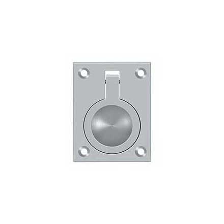 Deltana [FRP25U26D] Solid Brass Cabinet Flush Ring Pull - Brushed Chrome Finish - 1 7/8&quot; W