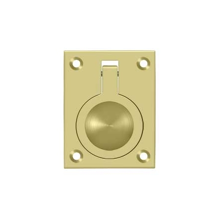 Deltana [FRP25U3-UNL] Solid Brass Cabinet Flush Ring Pull - Polished Brass Unlacquered Finish - 1 7/8" W