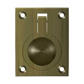 Deltana [FRP25U5] Solid Brass Cabinet Flush Ring Pull - Antique Brass Finish - 1 7/8" W