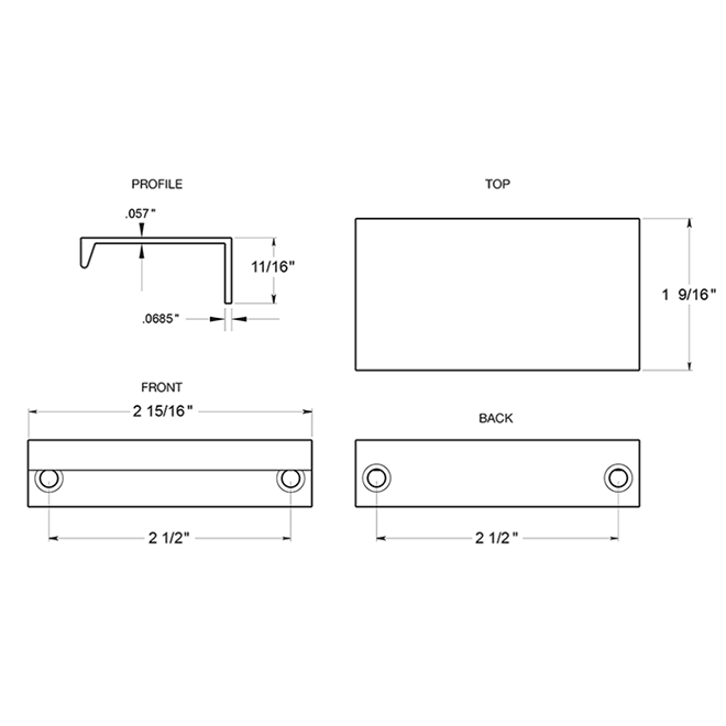 Deltana MP21516 Cabinet Edge Pull Deltana MP21516 Cabinet Edge Pull