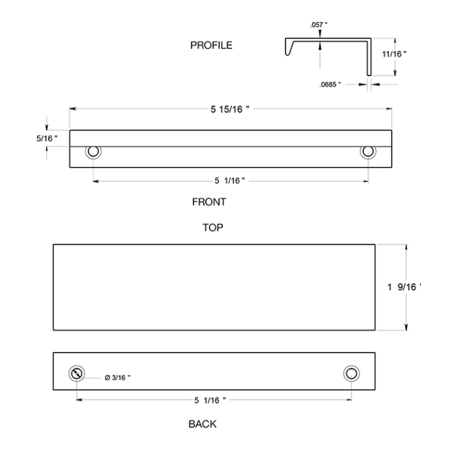 Deltana MP578 Cabinet Edge Pull