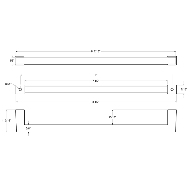 Deltana [SBP80U26] Solid Brass Pull Handle Modern Square