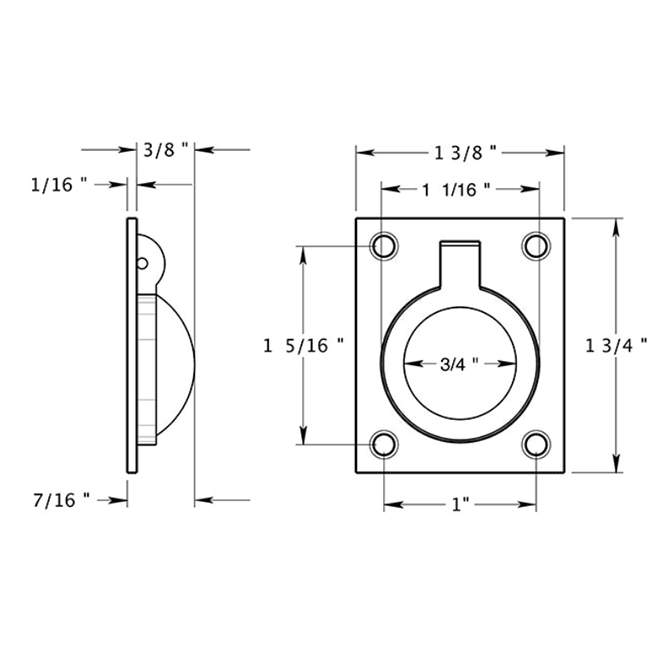 Deltana FRP175 Cabinet Flush Ring Pull