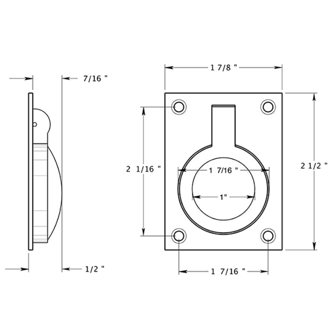 Deltana FRP25 Cabinet Flush Ring Pull