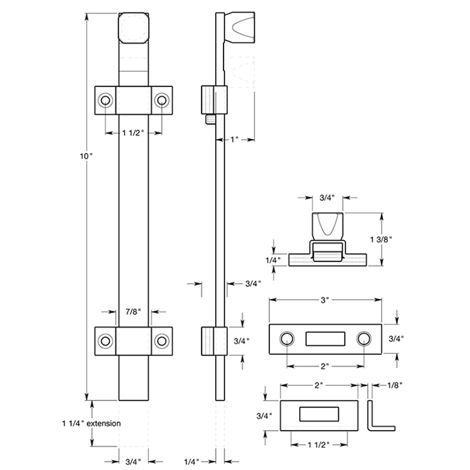 Deltana 10SSB Door Slide Bolt