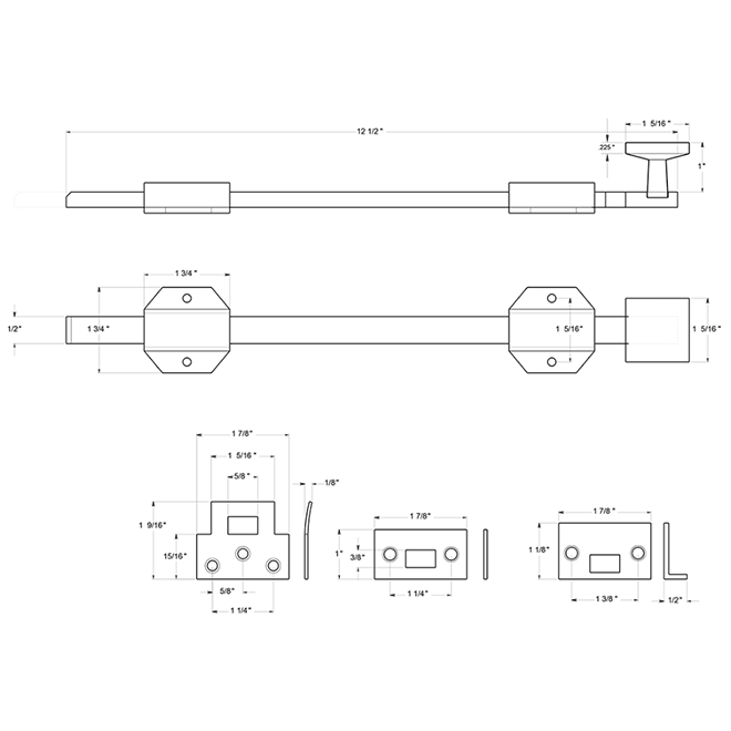 Deltana 12SBM Door Slide Bolt