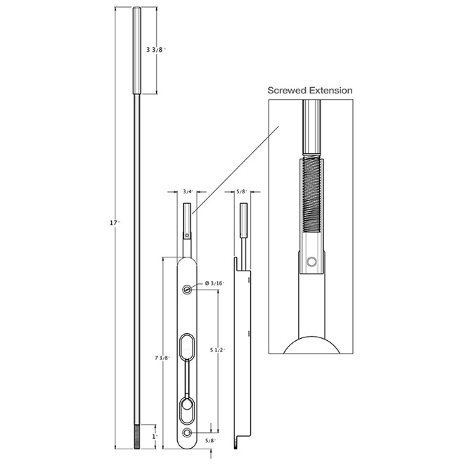 Deltana 18EFBZ Door Extension Flush Bolt