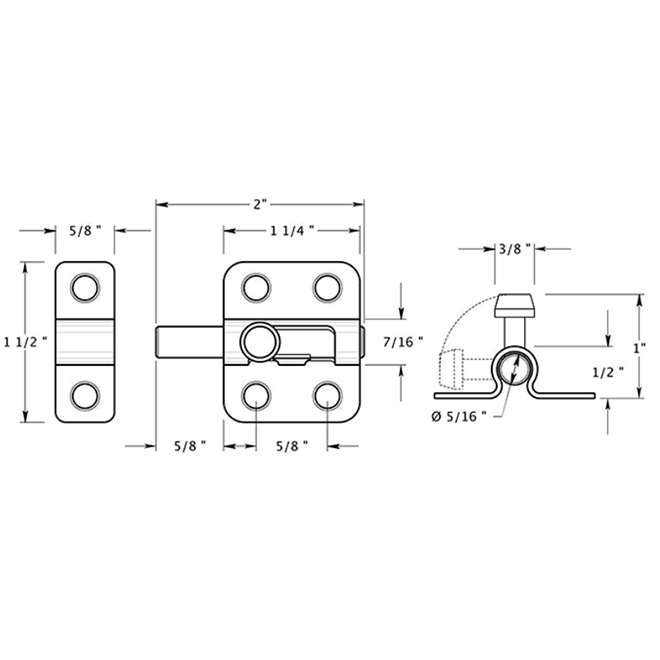 Deltana 2BB Door Barrel Bolt