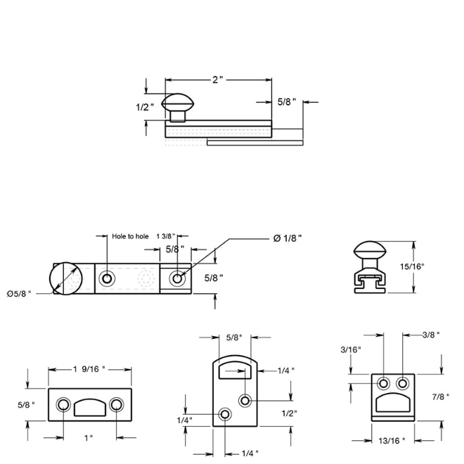 Deltana 2SBCS Door Concealed Screw Bolt