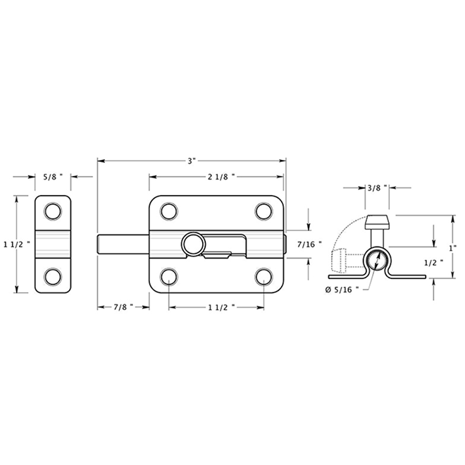 Deltana 3BB Door Barrel Bolt