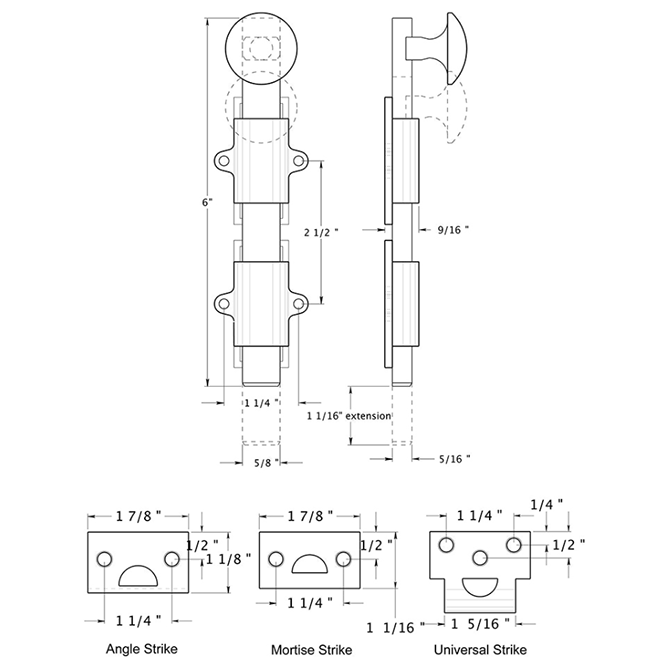 Deltana 6SB Door Slide Bolt