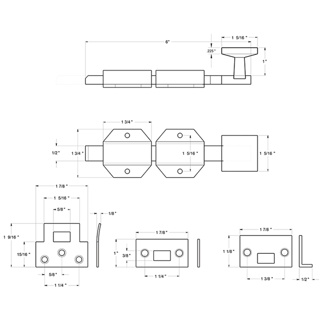 Deltana 6SBM Door Slide Bolt