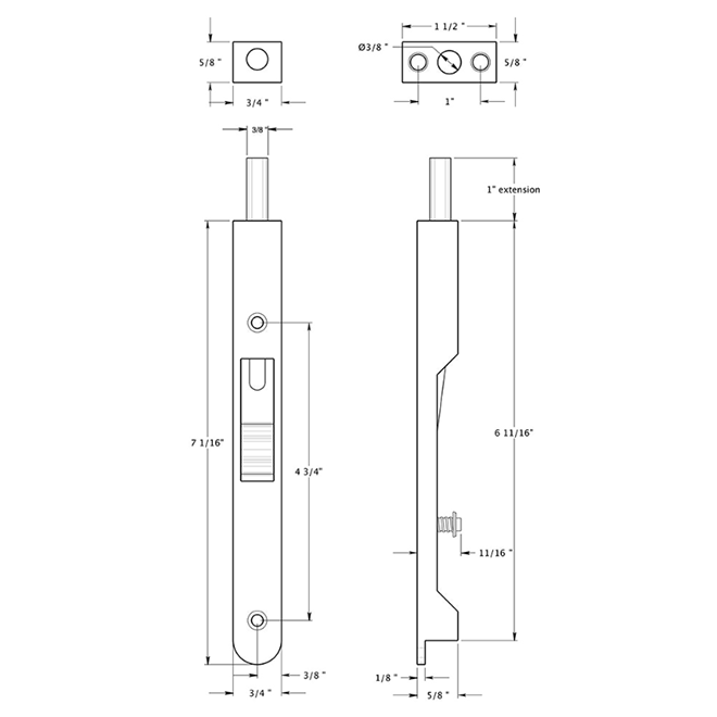 Deltana 7FBR Door Flush Bolt