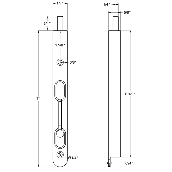 Deltana 7FBZ Door Flush Bolt