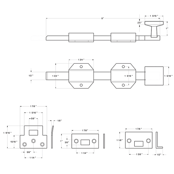 Deltana 8SBM Door Slide Bolt