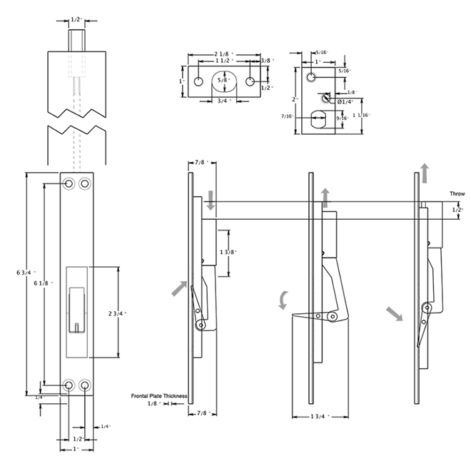 Deltana EFB Door Extension Flush Bolt