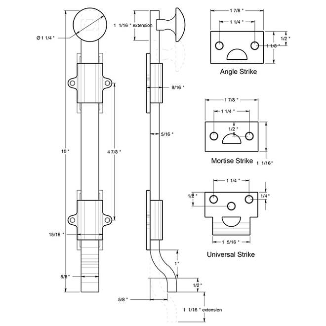 Deltana FPG10 Door Slide Bolt