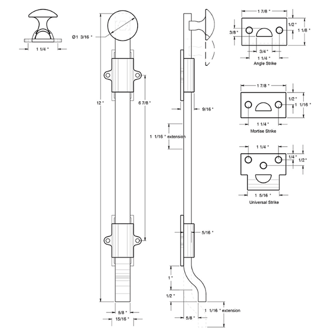 Deltana FPG12 Door Slide Bolt