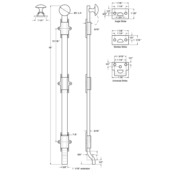 Deltana FPG18 Door Slide Bolt