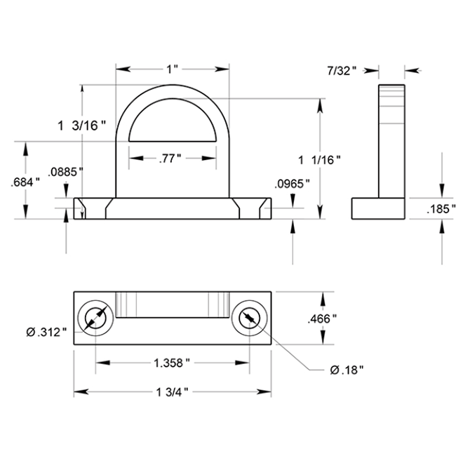 Deltana FPGHDB Door Slide Bolt Strike