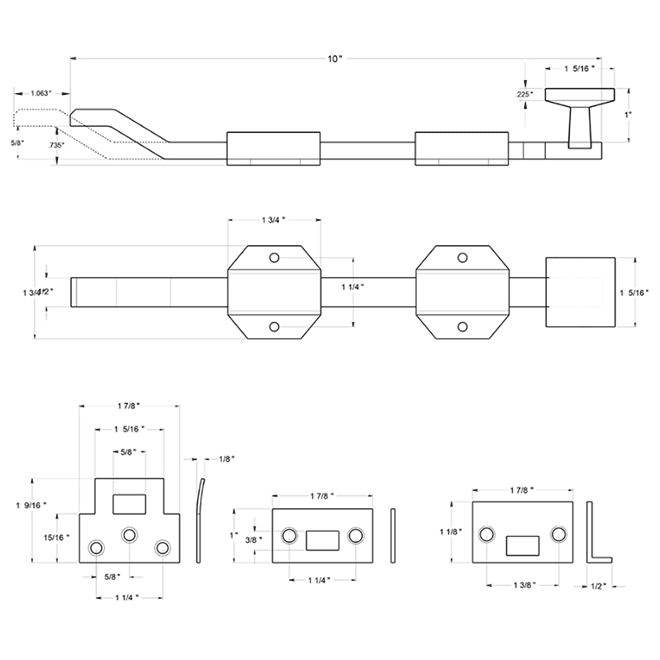 Deltana FPGM10 Door Slide Bolt