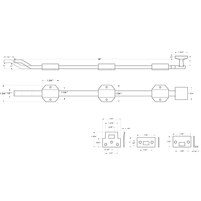 Deltana FPGM18 Door Slide Bolt