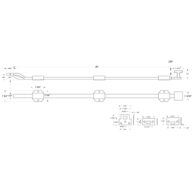 Deltana FPGM26 Door Slide Bolt