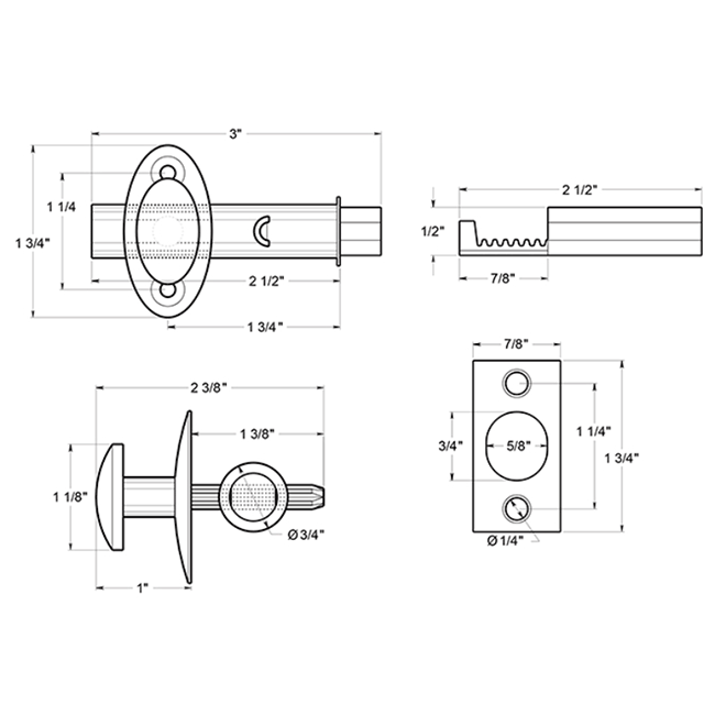 Deltana MB175 Door Mortise Bolt