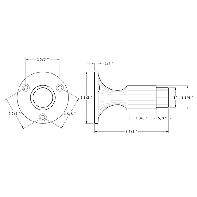 Deltana DSW325 Door Wall Mount Bumper