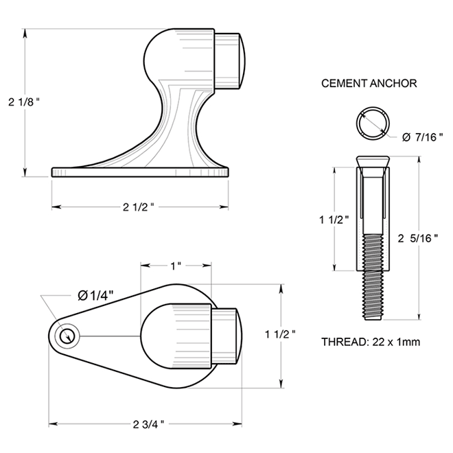 Deltana FDB218 Door Floor Bumper